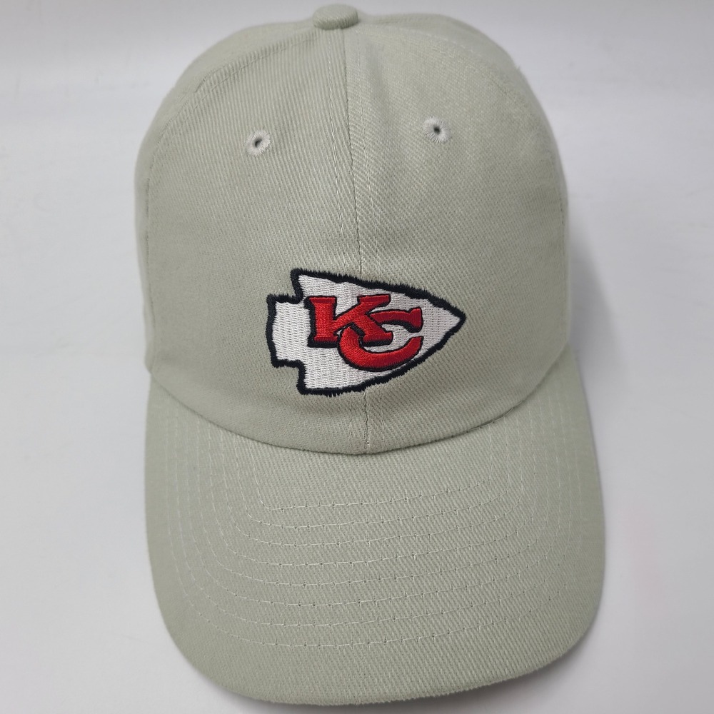 Vintage Kansas City Chiefs Hat Adjustable NFL Beige Red White Football Logo Men